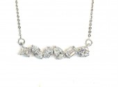 14K WHITE GOLD LAB GROWN DIAMOND MULTI STONE BAR NECKLACE 1.95CTW