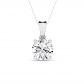 14K WHITE GOLD LAB GROWN ROUND SOLITAIRE PENDANT