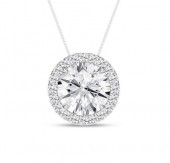 LAB GROWN 14K WHITE GOLD 1.68CTW HALO PENDANT