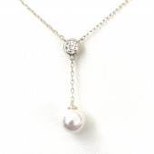 14K YELLOW GOLD AKOYA PEARL & LAB GROWN DIAMOND NECKLACE