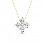 LAB GROWN 14K YELLOW GOLD DIAMOND PETAL PENDANT