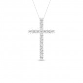 14K WHITE GOLD LAB GROWN DIAMOND CROSS PENDANT .50CTW