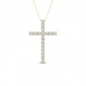 14K YELLOW GOLD LAB GROWN DIAMOND CROSS PENDANT 1CTW