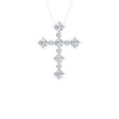 14K WHITE GOLD LAB GROWN DIAMOND CROSS PENDANT .75CTW
