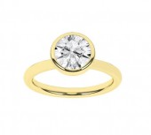 LAB GROWN 14K YELLOW GOLD 2.05CT ROUND BEZEL RING