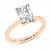 14K YELLOW GOLD LAB GROWN EMERALD CUT DIAMOND ENGAGEMENT RING