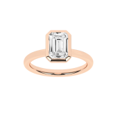 LAB GROWN 14K YELLOW GOLD 2.01ct BEZEL SET EMERALD CUT ENGAGEMENT RING