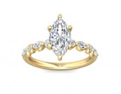 14K Yellow Gold Lab and Natural Diamond Engagement Ring 2.06CT Lab Marquis Center