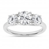 14K WHITE GOLD LAB GROWN THREE STONE RING 3.02ctw