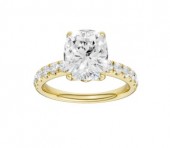 14K YELLOW GOLD LAB GROWN CUSHION CUT DIAMOND ENGAGEMENT RING