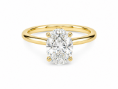 14K YELLOW GOLD LAB GROWN DIAMOND OVAL WITH HIDDEN HALO SOLITAIRE RING