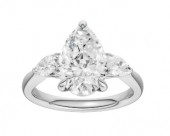 14K WHITE GOLD LAB GROWN PEAR ENGAGEMENT RING WITH SIDE PEAR CUT DIAMONDS