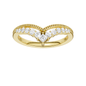LAB GROWN 14K YELLOW GOLD MILGRAIN CHEVRON BAND .25ctw