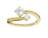 LAB GROWN 14K YELLOW GOLD 2 STONE BYPASS RING .63ctw