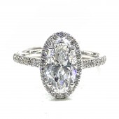 14K WHITE GOLD LAB GROWN MOVAL PAVE RING 2.32CTW