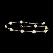 LAB GROWN 14K YELLOW GOLD BEZEL STAION BRACELET 2CTW