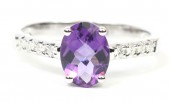 14K WHITE GOLD DIAMOND AND AMETHYST RING