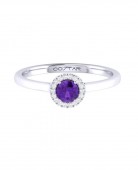14K White Gold .05Ctw Diamond And .23Ct Amethyst Ring