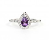 14K WHITE GOLD DIAMOND AND AMETHYST RING