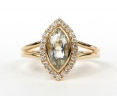 14K YELLOW GOLD DIAMOND & GREEN AMETHYST RING