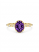 14K YELLOW GOLD DIAMOND AND AMETHYST RING