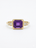 14K YELLOW GOLD DIAMOND & AMETHYST RING