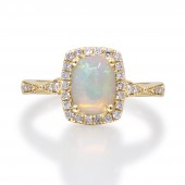 10K YELLOW GOLD DIAMOND AND ETHIOPIAN OPAL RING