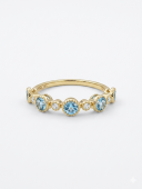 14K YELLOW GOLD DIAMOND & AQUAMARINE BAND