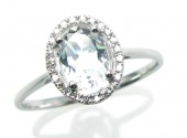 14K White Gold 0.08 Ctw Diamond 0.84 Ct White Topaz Ring
