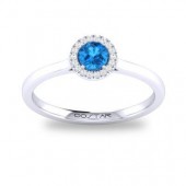 14K White Gold .05Ctw Diamond And .30Ct Blue Topaz Ring