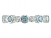 14K WHITE GOLD DIAMOND & BLUE TOPAZ RING