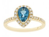 14K YELLOW GOLD DIAMOND & LONDON BLUE TOPAZ RING