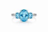 14K WHITE GOLD DIAMOND AND BLUE TOPAZ RING