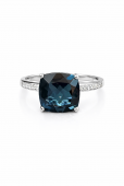 14K WHITE GOLD DIAMOND AND LONDON BLUE TOPAZ RING