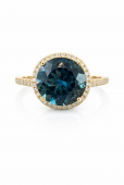 14K YELLOW GOLD DIAMOND AND LONDON BLUE TOPAZ RING