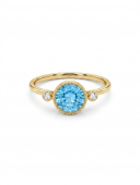 14K YELLOW GOLD DIAMOND & BLUE TOPAZ RING