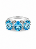 14K WHITE GOLD DIAMOND BLUE TOPAZ AND DIAMOND RING