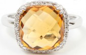 14K White Gold .10Ctw Diamond 4.73Ct Citrine Ring (36 Diamonds)