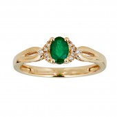 10K YELLOW GOLD DIAMOND & EMERALD RING