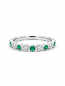 14K WHITE GOLD DIAMOND & EMERALD BAND