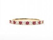 14K Yellow Gold 1/5Ctw Diamond 1/4Ctw Ruby Band