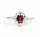 14K WHITE GOLD DIAMOND AND RUBY RING