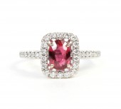 18K WHITE GOLD DIAMOND AND RUBY RING
