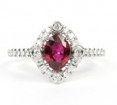 14K WHITE GOLD DIAMOND AND RUBY RING