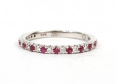 14K WHITE GOLD DIAMOND & RUBY RING
