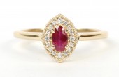 14K YELLOW GOLD DIAMOND & RUBY RING