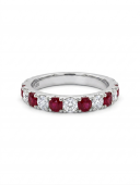 14K WHITE GOLD DIAMOND & RUBY BAND