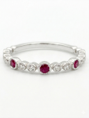 14K WHITE GOLD DIAMOND & RUBY BAND