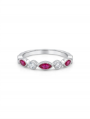 14K WHITE GOLD DIAMOND & RUBY BAND