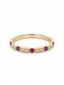 14K YELLOW GOLD DIAMOND & RUBY BAND
